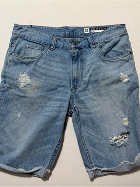 Empyre Light Blue Distressed Denim Jean Shorts